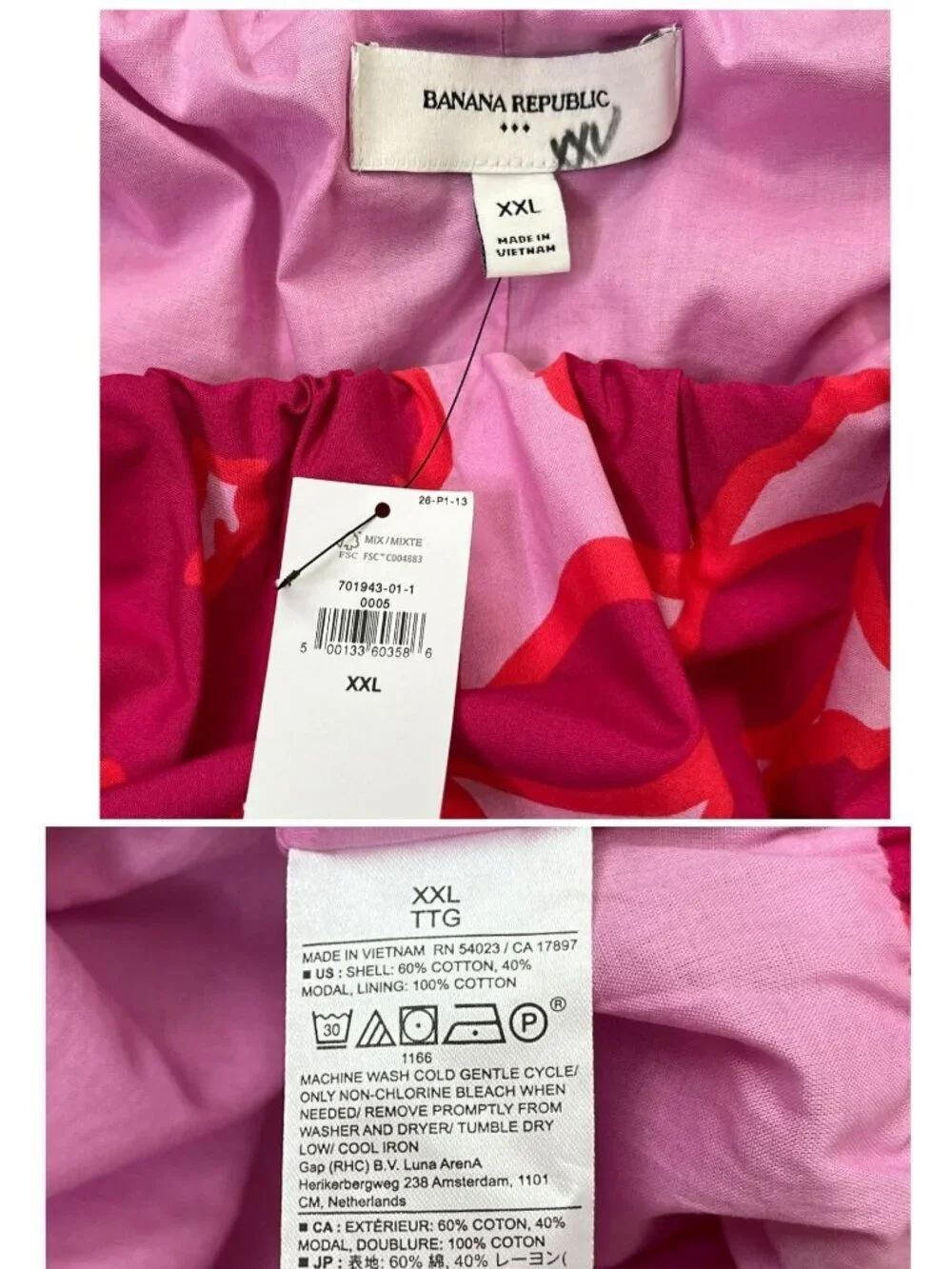 Banana Republic Pink Floral Bubble Sleeve Crop Top XXL NWT